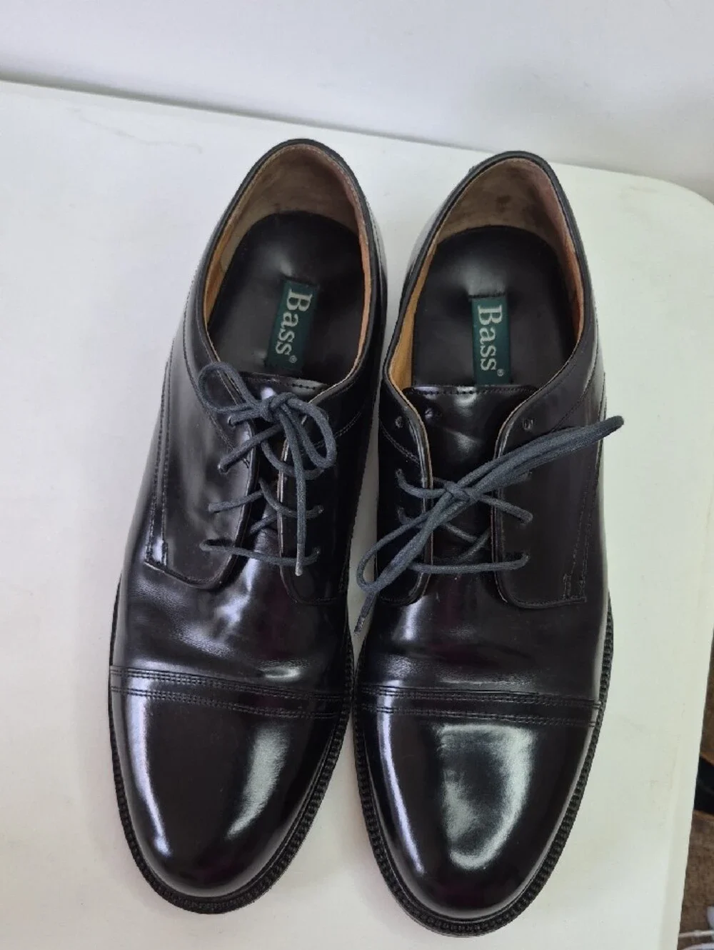 Bass Men's Black Leather  Cap-Toe Derby‎ Shoes Size 13M